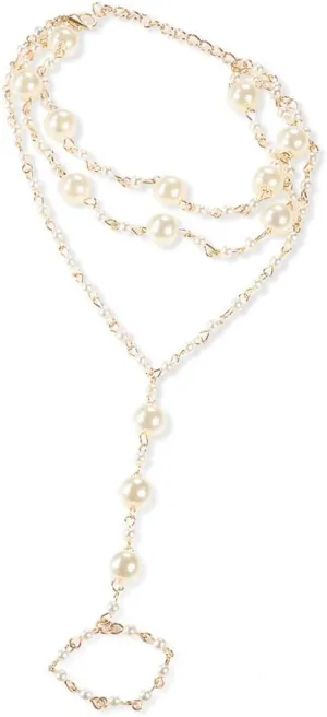 YERTTER Pearl Triple Layer Pearl Chain Barefoot Sandals Toe Ring Ankle Bracelet Chain Beach Wedding Foot Jewelry Anklets for Women