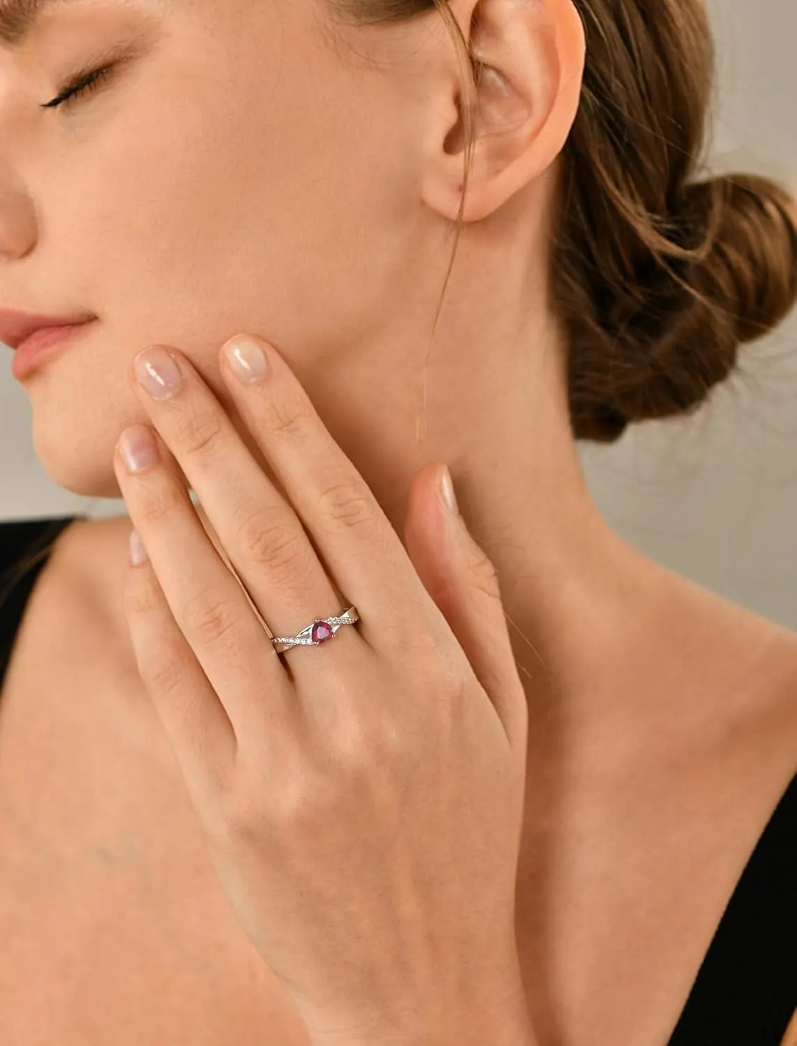 YL 925 Sterling Silver Engagement Rings Heart Cut 5MM 5A Birthstone Infinity Ring for Women