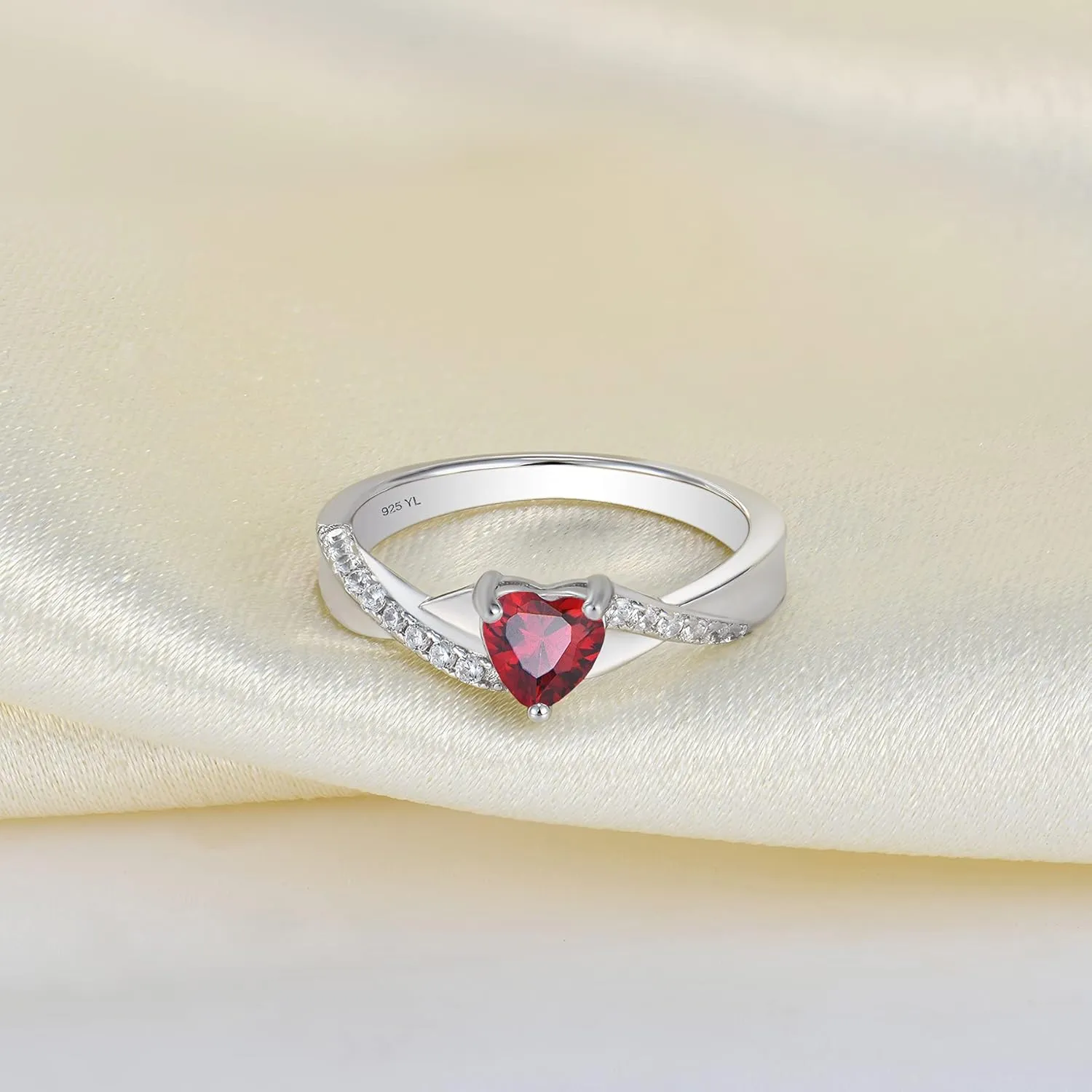 YL 925 Sterling Silver Engagement Rings Heart Cut 5MM 5A Birthstone Infinity Ring for Women