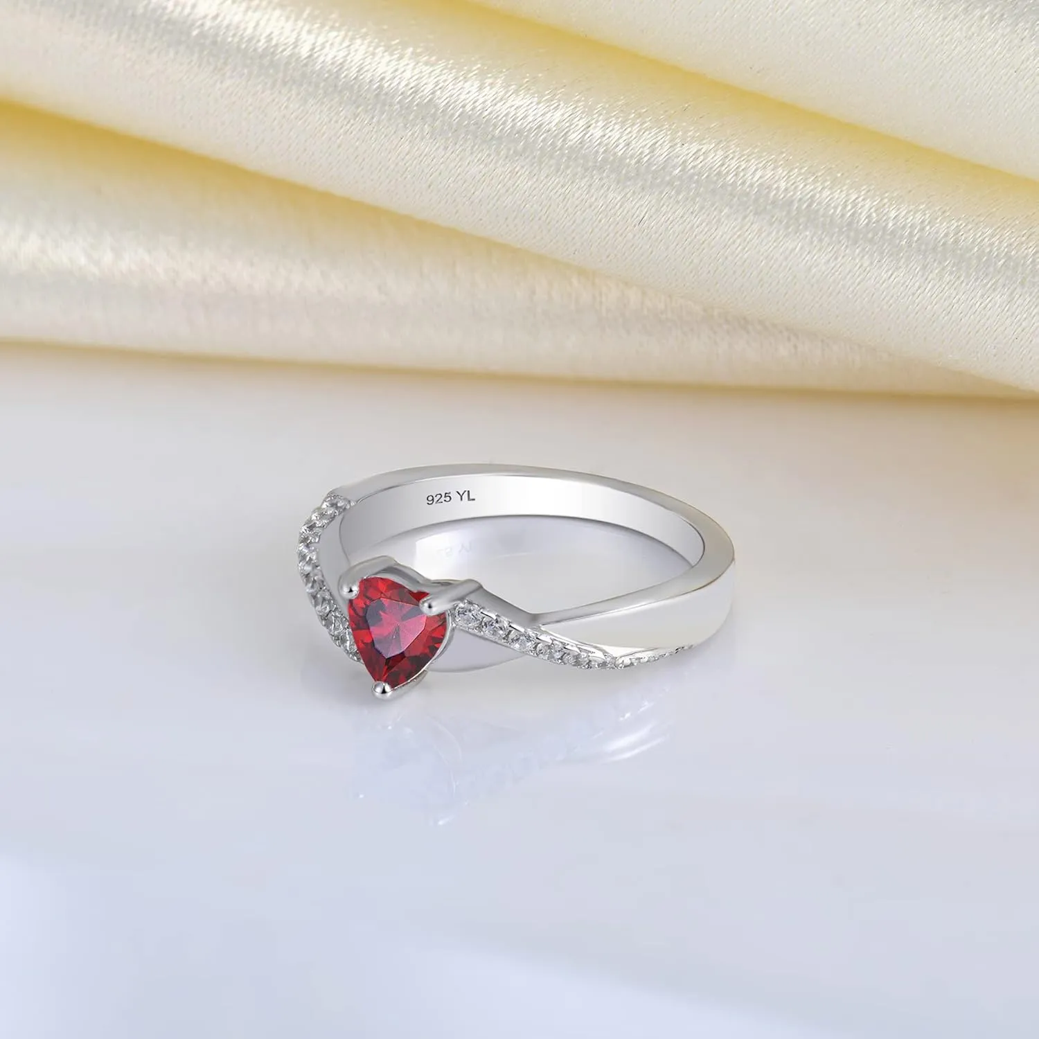 YL 925 Sterling Silver Engagement Rings Heart Cut 5MM 5A Birthstone Infinity Ring for Women
