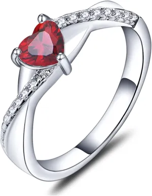 YL 925 Sterling Silver Engagement Rings Heart Cut 5MM 5A Birthstone Infinity Ring for Women