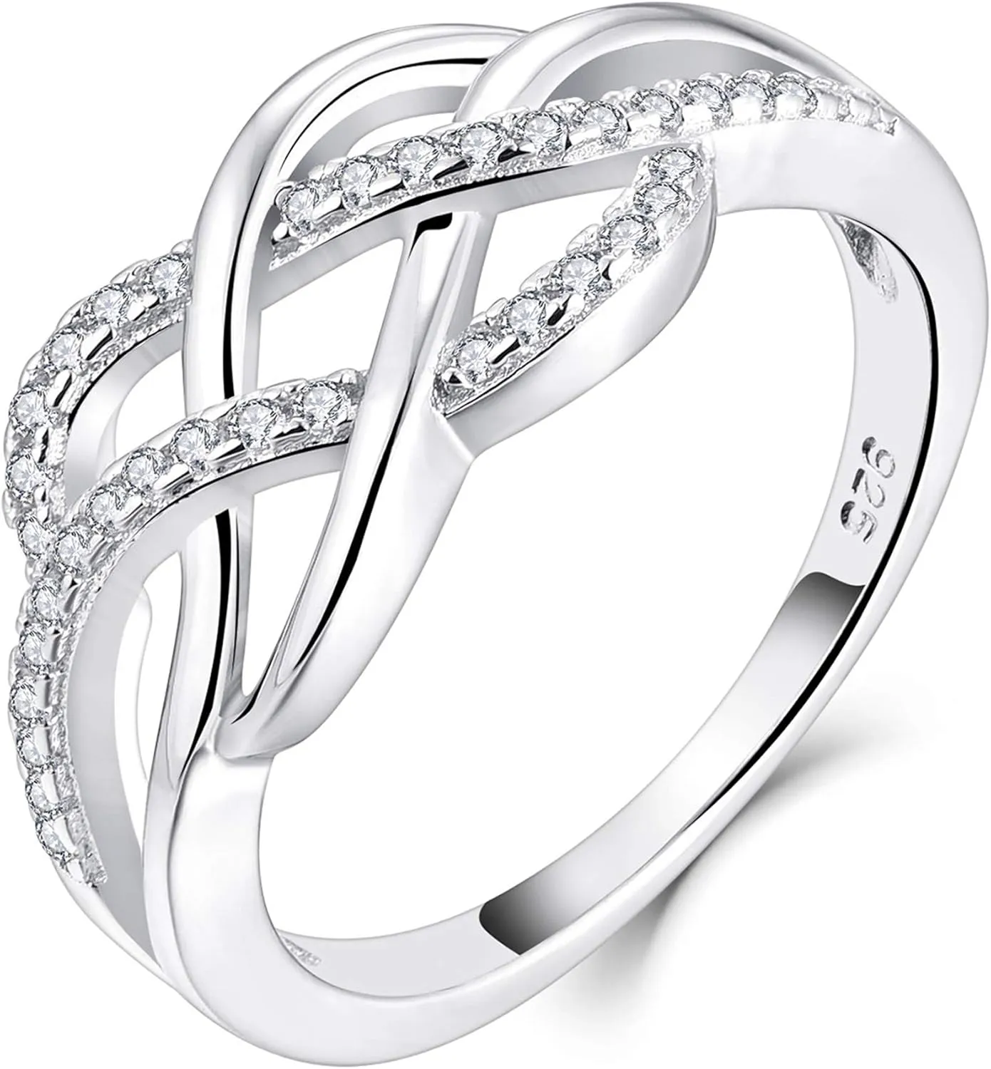 YL Celtic Knot Rings 925 Sterling Silver Twisted Knot Ring 18k White Gold Plated Infinity Statement Rings