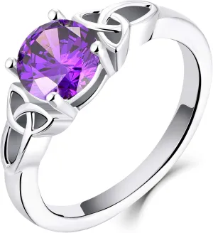 YL Celtic Knot Rings for Women 925 Sterling Silver Birthstones 18k White Gold Plated Statement Rings