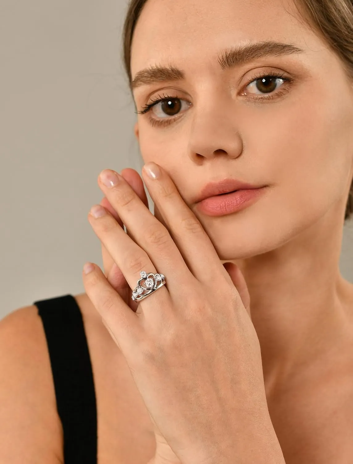 YL Crown Rings 925 Sterling Silver Heart Engagement Rings Queen Birthstones Anniversary Jewelry