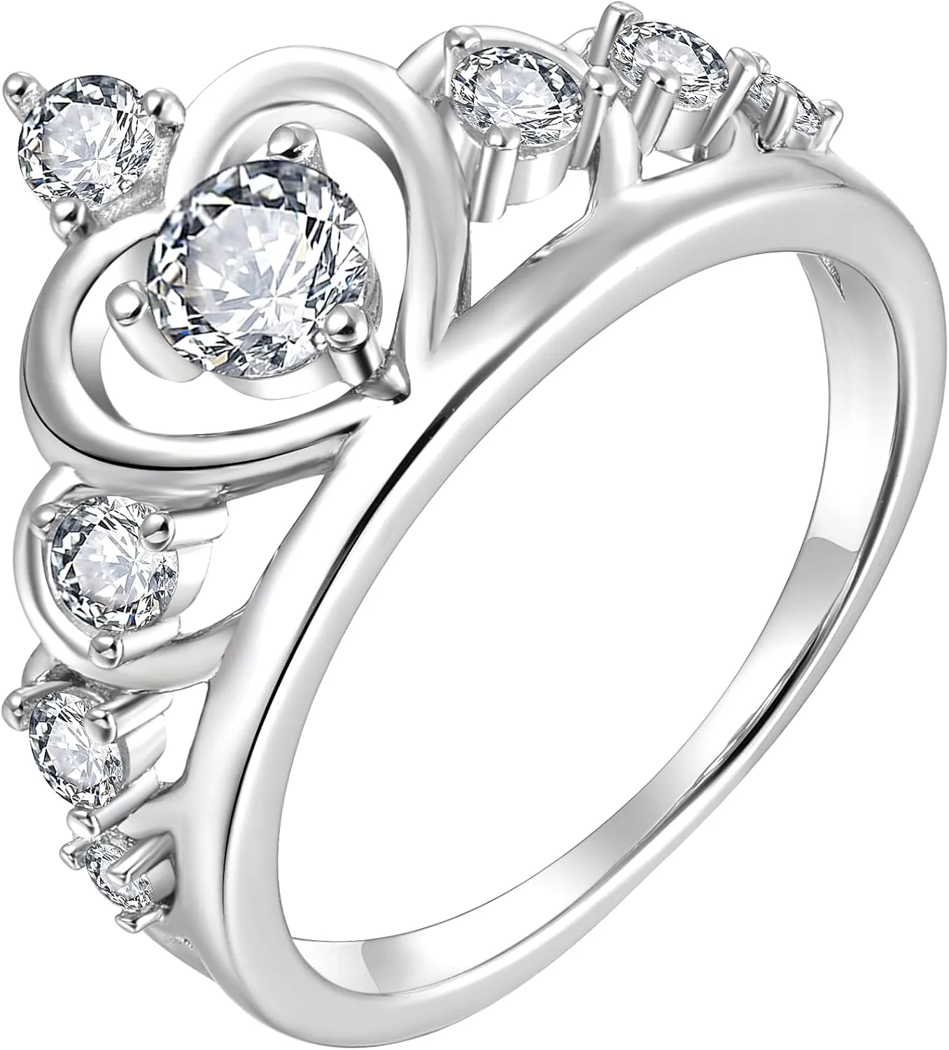 YL Crown Rings 925 Sterling Silver Heart Engagement Rings Queen Birthstones Anniversary Jewelry