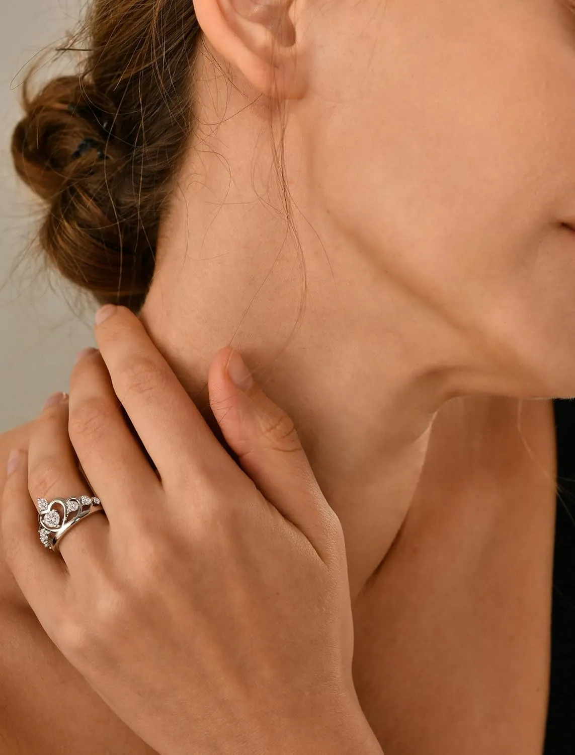 YL Crown Rings 925 Sterling Silver Heart Engagement Rings Queen Birthstones Anniversary Jewelry