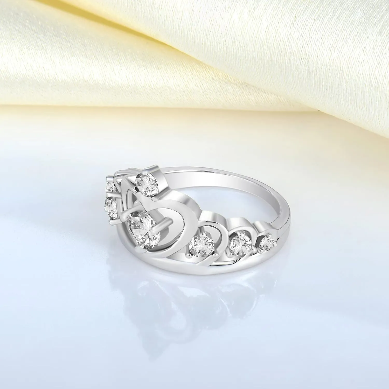 YL Crown Rings 925 Sterling Silver Heart Engagement Rings Queen Birthstones Anniversary Jewelry