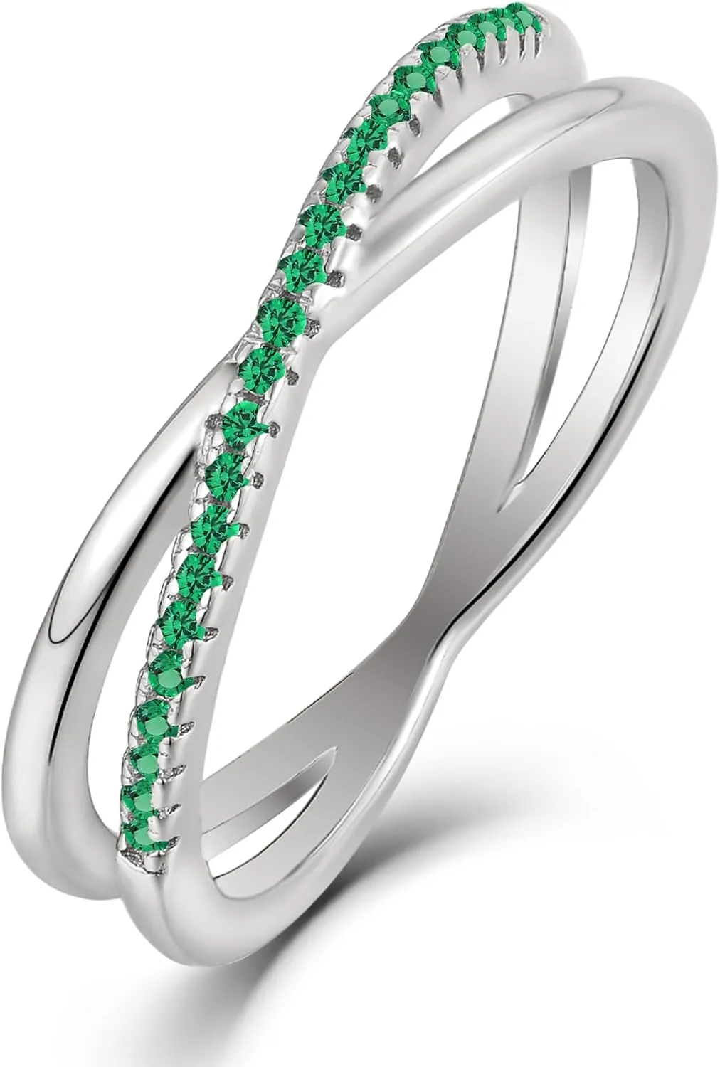 YL X Ring 925 Sterling Silver Stackable Rings 1mm Birthstone Criss Cross Ring for Women