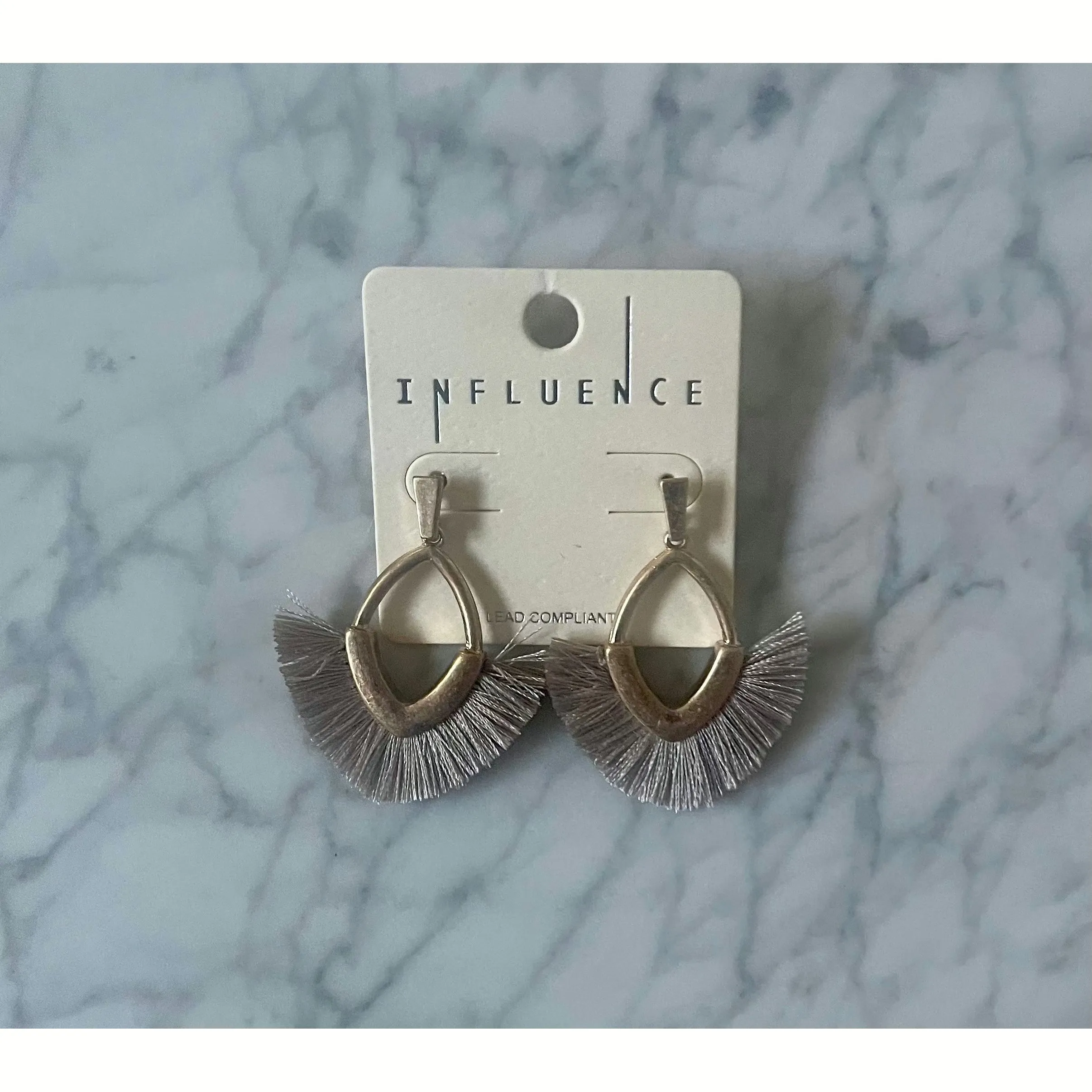 Zelda Light Grey Tassel Drop Earrings