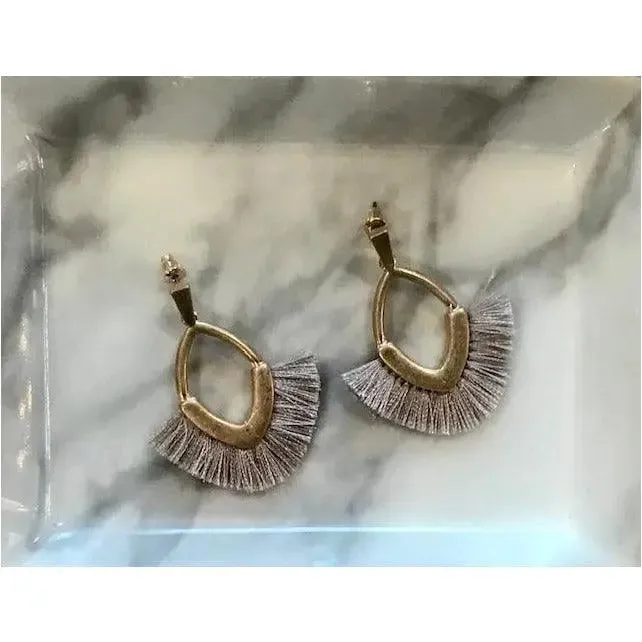 Zelda Light Grey Tassel Drop Earrings